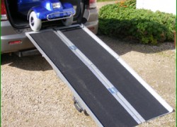 Access ramp with mobility scooter